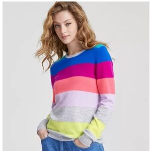 Charter Club Luxury Cashmere Rainbow Striped Crewneck Sweater
